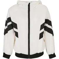 URBAN CLASSICS Girls Crinkle Batwing Jacket in white/black |