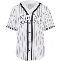 Karl Kani KM221-115-2 Serif Pinstripe Baseball Shirt in Weiß,