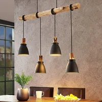 LINDBY Trebale, 4 Pendelleuchte Black/Wood (9626271)