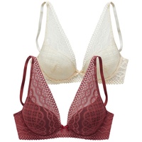 PETITE FLEUR Push-up-BH Damen haselnuss+puder Gr.75AA