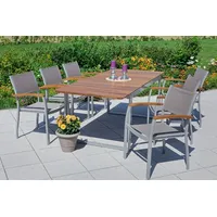 Merxx Garten-Essgruppe »Naxos«, (7 tlg., 6x Stapelsessel, 1x Ausziehtisch