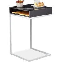 Relaxdays Beistelltisch, C-Form, HBT: 63x37x38 cm, Sofatisch zum Unterschieben,