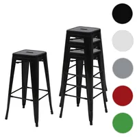 Mendler 4er-Set Barhocker HWC-A73, Barstuhl Tresenhocker, Metall Industriedesign stapelbar