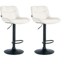CLP 2er Set Barhocker Vonore Samt creme/schwarz