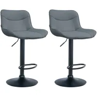 CLP 2er Set Barhocker Vonore Kunstleder grau/schwarz