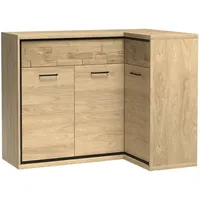 Lomadox Eckkommode links, Eiche mit strukturierten Schubkastenblenden MEGARA-161