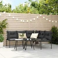 VidaXL Gartensofa in L-Form mit Kissen Schwarz Stahl und