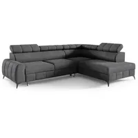 M-punkt Wohnlandschaft Ecksofa LAGOS Samt Grau Anthrazit mit Bett