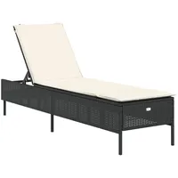VidaXL Sonnenliege mit Auflage Schwarz Poly-Rattan