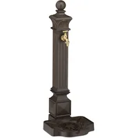 Relaxdays Standbrunnen antik, mit Wasserhahn & Becken, HxBxT: 82