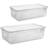 Centi 2er Set Aufbewahrungsboxen mit Deckel Plastikbox 5L transparent
