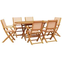VidaXL 7-tlg. Garten-Essgruppe Stoff und Massivholz Beige
