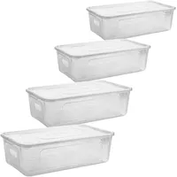 Centi 4er Set Aufbewahrungsboxen mit Deckel Plastikbox 11L transparent
