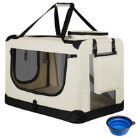 Juskys Hundetransportbox Lassie XL (beige) faltbar mit Decke, -