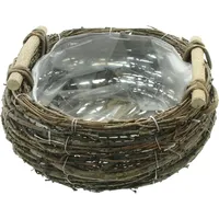 Dekoleidenschaft Pflanzkorb "Birkenreisig" groß Ø 30 cm, Pflanzschale, Blumentopf,