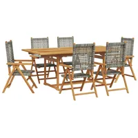 VidaXL 7-tlg. Garten-Essgruppe Poly Rattan und Massivholz Grau