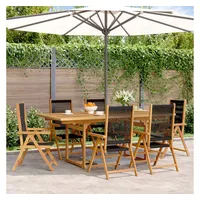 VidaXL 7-tlg. Garten-Essgruppe Polypropylen und Massivholz Schwarz