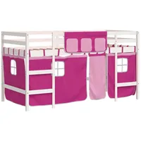 VidaXL Kinderhochbett mit Vorhängen Rosa 80x200 cm Massivholz Kiefer