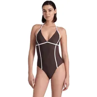Arena Pro_File Tie Back One Piece Swimsuit, Sepia-White, XS
