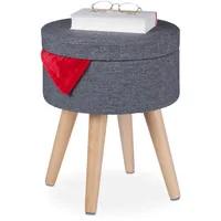 Relaxdays Sitzhocker mit Tischfunktion, gepolsterter Deckel, Stauraum, HxD: 45,5
