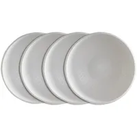Home4You Suppenteller 4er Set, Weiß matt - Steingut -