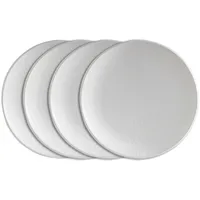 Home4You Dessertteller 4er Set, Weiß matt - Steingut -