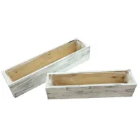 Frank Flechtwaren Balkonkasten, Pflanzer Shabby-White 2er Set weiß