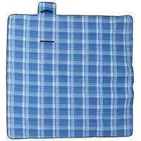 VidaXL Picknickdecke Faltbar Blau Kariert 200x200 cm Samt