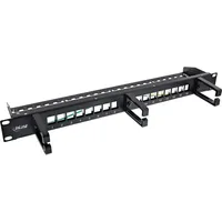 InLine Patchfeld 16-fach, Keystone Leerblech mit 3 Bügeln, 19"
