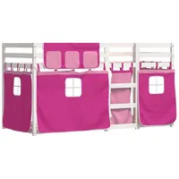 VidaXL Etagenbett mit Vorhängen Rosa 75x190 cm Massivholz Kiefer