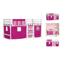 VidaXL Kinderhochbett mit Vorhängen Rosa 80x200 cm Massivholz Kiefer