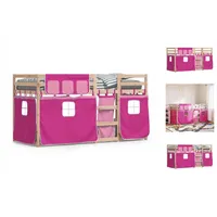 VidaXL Etagenbett mit Vorhängen Rosa 75x190 cm Massivholz Kiefer