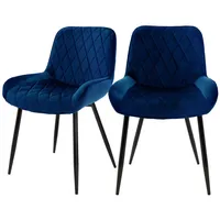 ML-Design 2er Set Esszimmerstühle mit Rücken- und Armlehnen, Dunkelblau,
