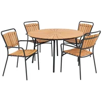 VCM ebuy24 Cleveland Gartenset Esstisch Ø130cm Natur Schwarz und