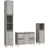 VidaXL 3-tlg. Badmöbel-Set Grau Sonoma Holzwerkstoff