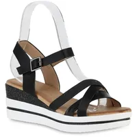 VAN HILL Damen Plateau Sandaletten in Schwarz