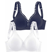 PETITE FLEUR Soft-BH Damen marine+weiß Gr.100D