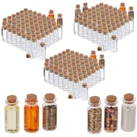 Relaxdays 216 x Mini Glasflaschen mit Korken, kleine Glasfläschchen