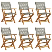VidaXL Gartenstühle 6 Stk. Klappbar Grau Poly Rattan &