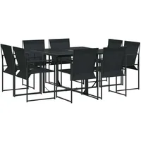 VidaXL 9-tlg. Garten-Essgruppe Schwarz Textilene