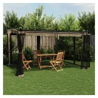 VidaXL Pavillon mit Netzwänden Taupe 4x3 m Stahl