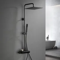 Görbach Regendusche Duschset mit Duscharmatur Komplettset-Edelstahl Duschsystem mit Thermostat