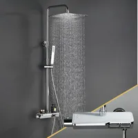 Görbach Regendusche Duschset mit Duscharmatur Komplettset- Thermostat Duschsystem mit