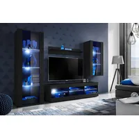 99rooms Azara Wohnzimmerset II Schwarz Schwarz Blau