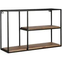KADIMA DESIGN Wandregal, Beige, Holz, Echtholz,Mangoholz, Rechteckig, 60x40x18 cm,