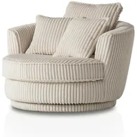 Furn.design Drehsessel in wollweiß Mega Cord 360° drehbar inklusive