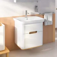 Vitra Sento 63 cm, Weiß Matt, Dekor, Überlaufloch, Hahnloch