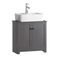 SoBuy Waschbeckenunterschrank Grau Holzwerkstoff, 60x60x30 cm Badezimmer, Badezimmerschränke, Waschbeckenunterschränke