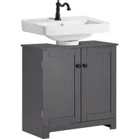 SoBuy Waschbeckenunterschrank mit 2 Türen Dunkelgrau 60x30x60cm Funktional