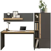 Furn.design Büromöbel Set in grau matt und Wotan Eiche